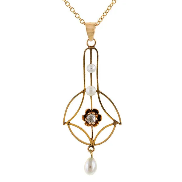 Antique Diamond & Seed Pearl Pendant