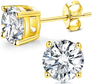 AOBOCO Sterling Silver Stud Earrings 5-7mm Hypoallergenic Earrings for Women 14K White Gold Plated Simple Chic Studs Earring for Men Christmas Holiday Gifts