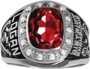 ArtCarved Men's Medium Class Ring with Cushion-Cut Stone or CZ- Intrepid Prestige
