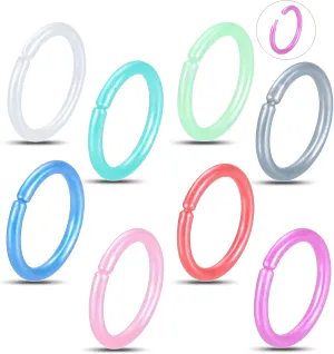 Aumeo 16G 20G Nose Rings Retainer Bioflex Colorful Clear Nose Septum Lip Ring Studs Tragus Cartilage Helix Daith Lobe Earrings Piercing Retainer for Work Surgery 8-32Pcs