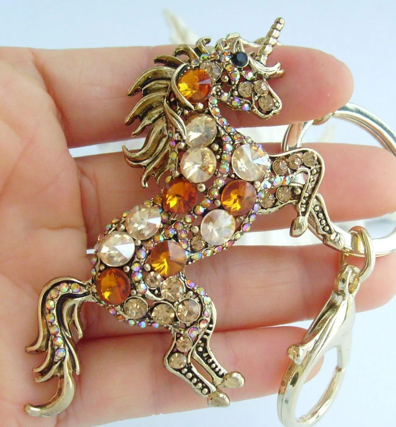 Austrian Crystal Unique 3.35" Unicorn Horse Keychain Pendant K6172
