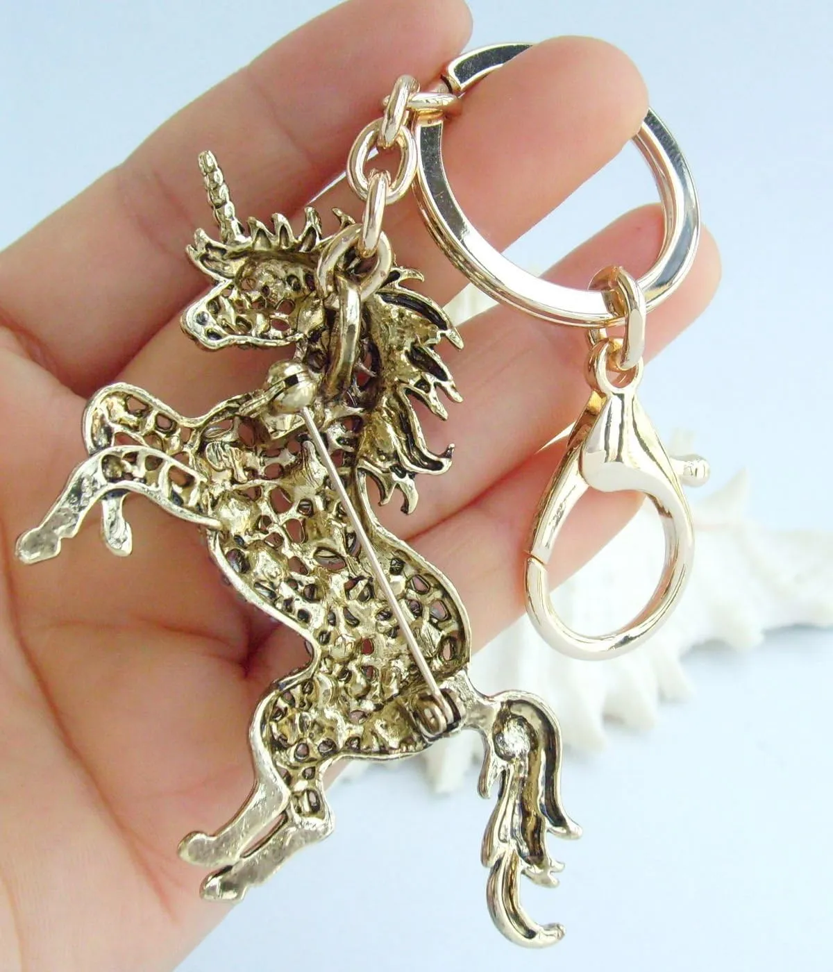 Austrian Crystal Unique 3.35" Unicorn Horse Keychain Pendant K6172