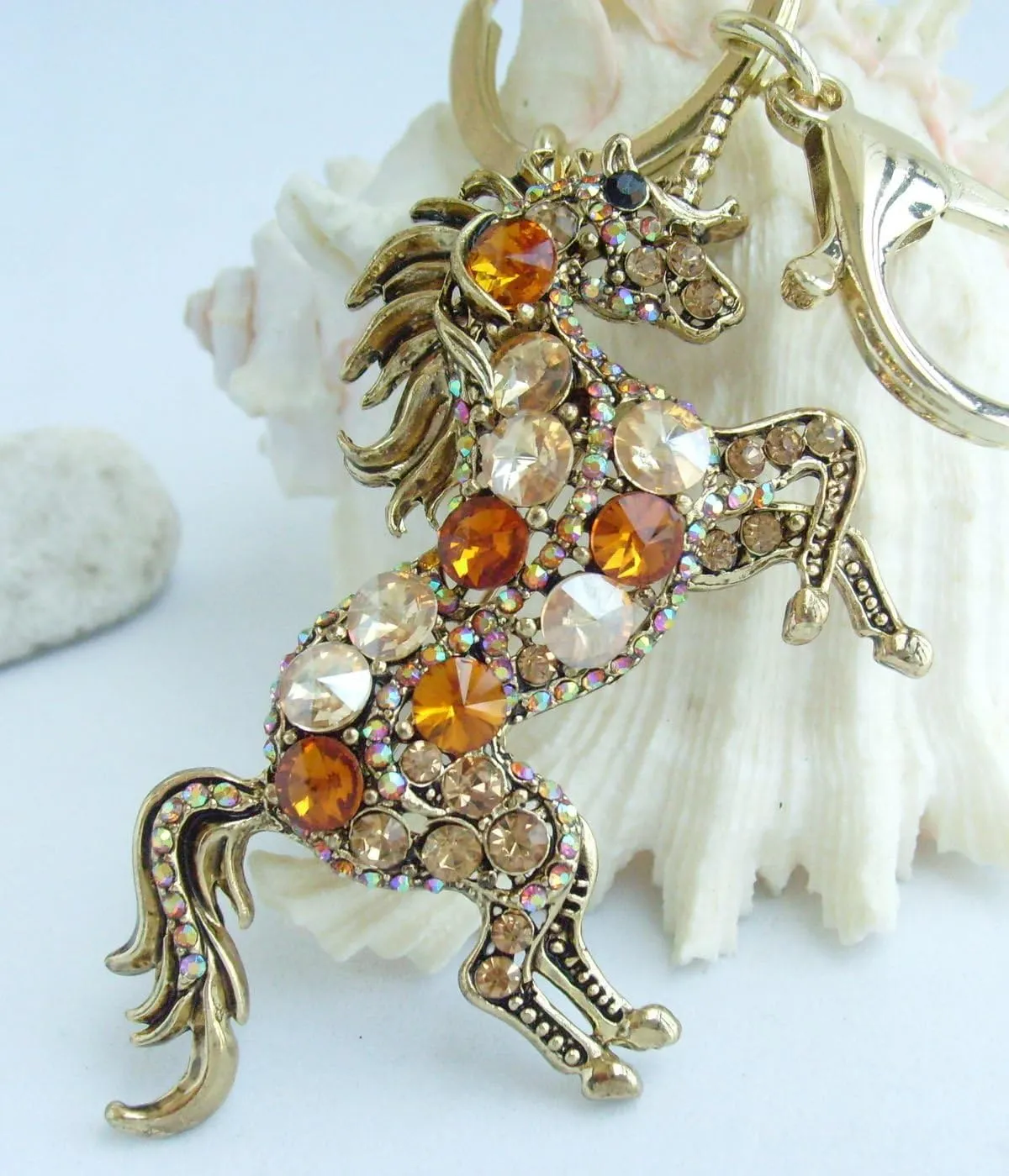 Austrian Crystal Unique 3.35" Unicorn Horse Keychain Pendant K6172