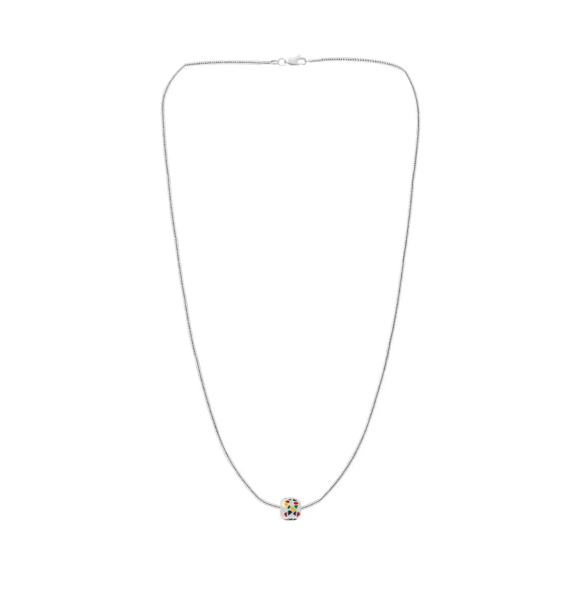 Autism Ribbon Barrel Charm Necklaces