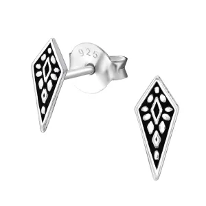 Beaded Diamond Stud Earrings | Tiny Sterling Silver Dotted Geometric Shape Post Earrings | Minimalist Boho Bohemian Jewelry For Women