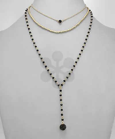 Beaded Druzy Layered Necklace