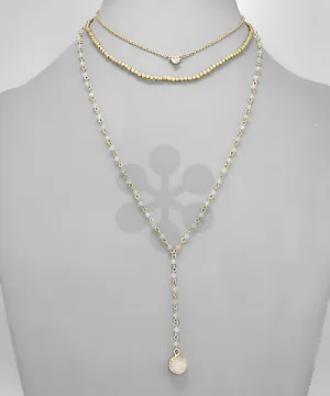 Beaded Druzy Layered Necklace