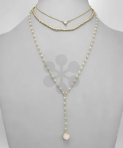 Beaded Druzy Layered Necklace