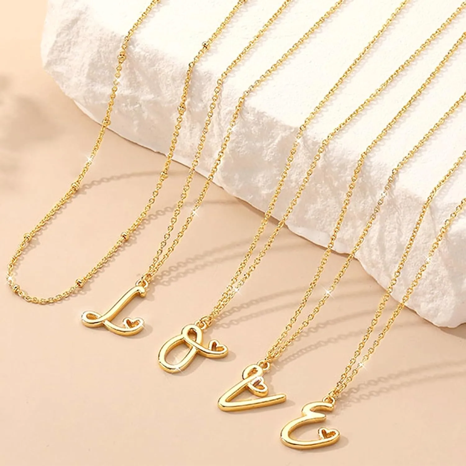 Bellino Graduation gifts-Initial Necklaces for Women 14K Gold/Sliver A-Z Letter Heart Choker Letter Necklace Gold Trendy Dainty Layered Initial Pendant Mothers day gifts for Women Girlfriend Wife