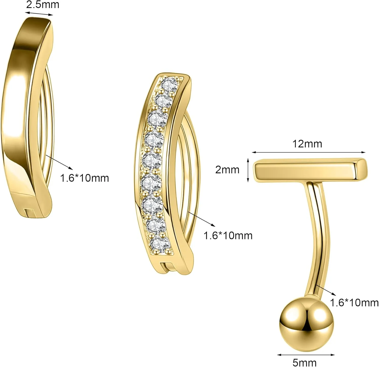 Belly Button Rings: Hypoallergenic Surgical Steel and Gold Clicker Rings