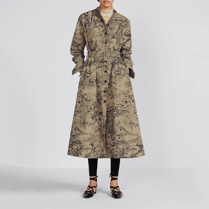Belted Trench with Nature Inspired Design J5931