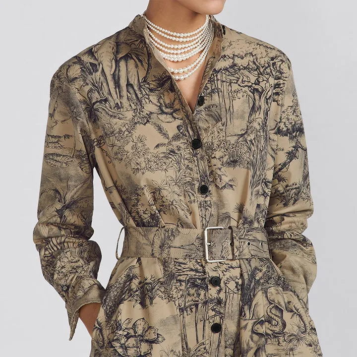 Belted Trench with Nature Inspired Design J5931