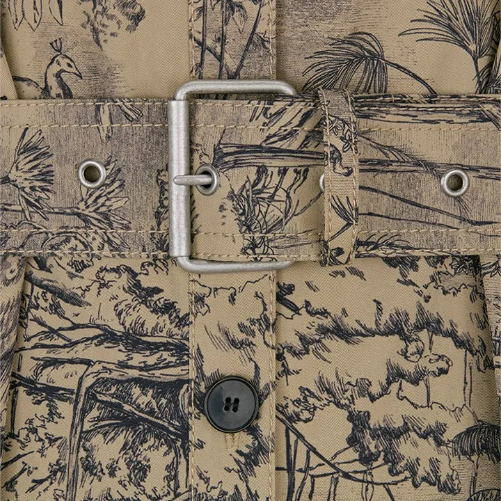 Belted Trench with Nature Inspired Design J5931