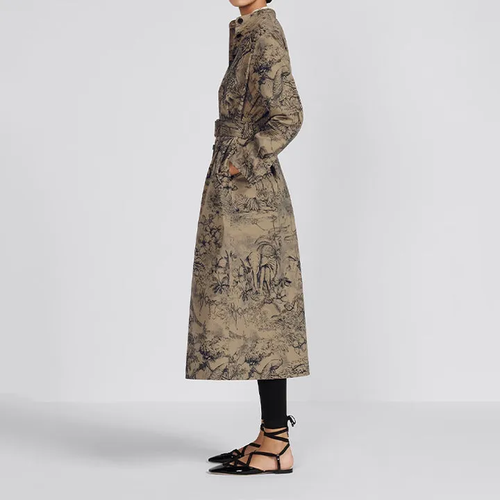 Belted Trench with Nature Inspired Design J5931