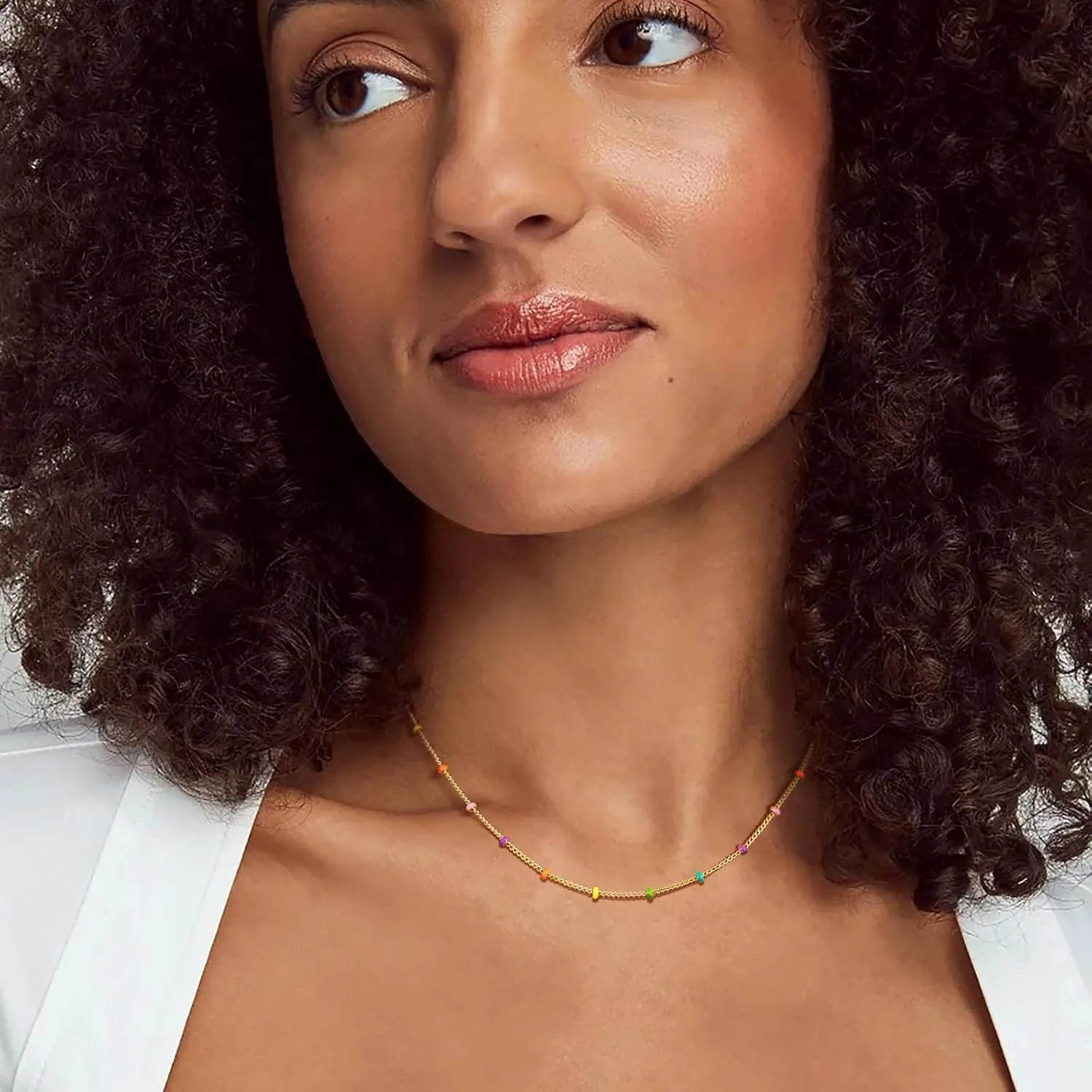 BENEIGE Gold Choker Necklaces for Women 14K Gold Plated Simple Chain Choker Necklace Minimalist Simple Hypoallergenic Adjustable Jewelry for Women