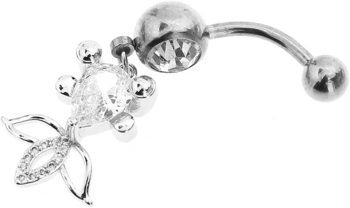 BESPORTBLE Stylish Dangling Belly Button Ring Goldfish Charm Navel Piercing Jewelry for Women