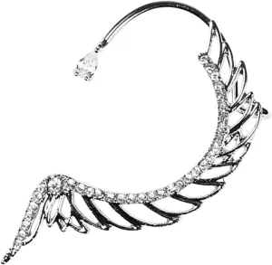 BESTYASH Angel Wing Clip Earrings Non-piercing Rhinestone Ear Cuff Jewelry Earring for Women Single Ear Wrap Crawler Clip for Anniversary