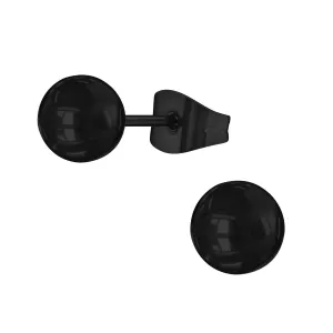 Black Ball Stud Earrings | Tiny Hypoallergenic Surgical Steel Black Round Circle Sphere Post Earrings For Women And Girls (3mm) (6mm)