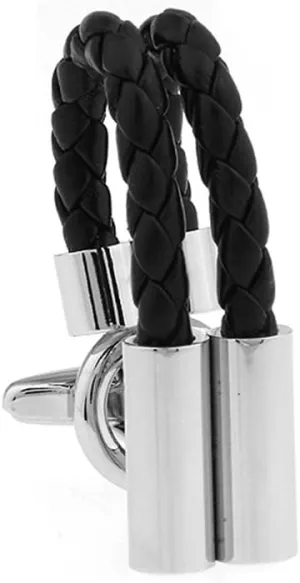 Black Leather Chain Men's French Shirt Unique Wedding Groom Cufflinks