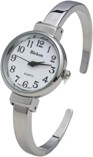 Blekon Collections Quartz Womens 26mm Delicate Metal Cuff Bangle Watch