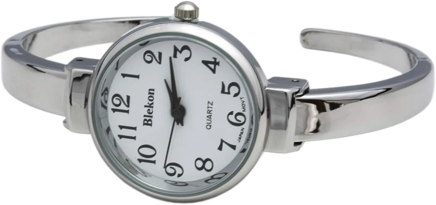 Blekon Collections Quartz Womens 26mm Delicate Metal Cuff Bangle Watch