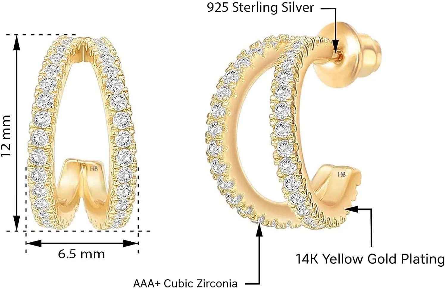 Blingsoul 14K Gold Plated Lightweight Gold Hoops Earrings | Small Hoop Earrings for Women