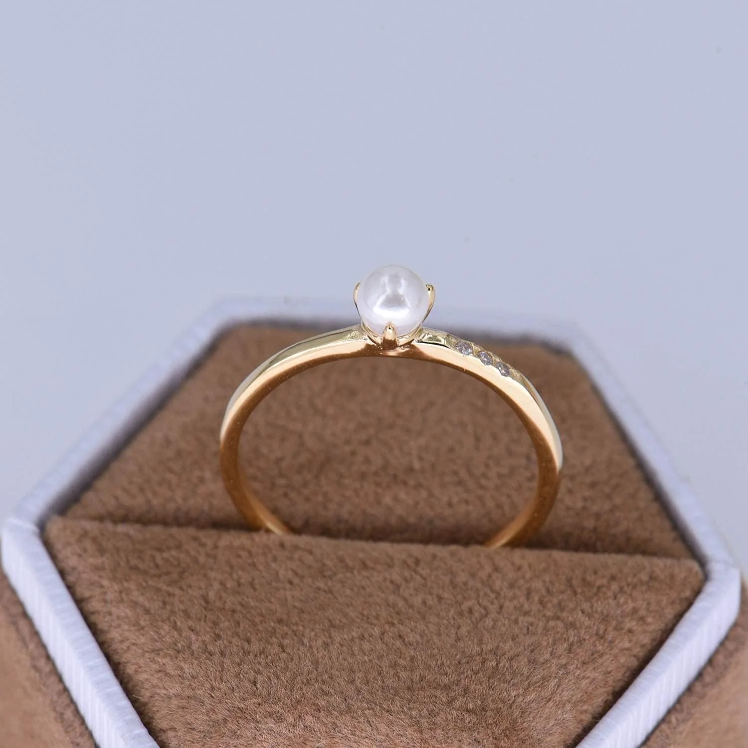 BLOSSOM & HUE 18K Gold Vermeil Delicate Tiny White Pearl Ring