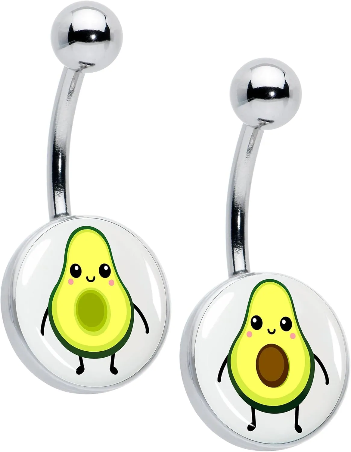 Body Candy 14G 316L Stainless Steel Belly Button Ring Piercing Avocado Oh Set of 2 Womens Mens Belly Button Ring