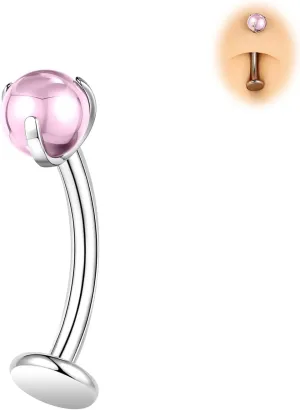 BodyAce ASTM F136 Titanium Belly Rings, 14G Internally Threaded Belly Button Long Barbells, 6/8/10/12/14mm Flat Back Belly Piercing Stud Navel Jewelry