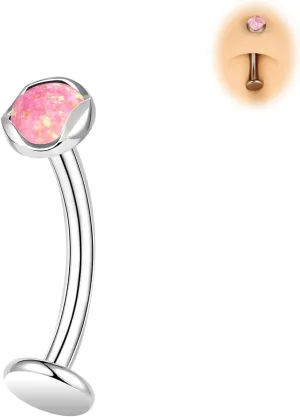 BodyAce ASTM F136 Titanium Belly Rings, 14G Internally Threaded Belly Button Long Barbells, 6/8/10/12/14mm Flat Back Belly Piercing Stud Navel Jewelry