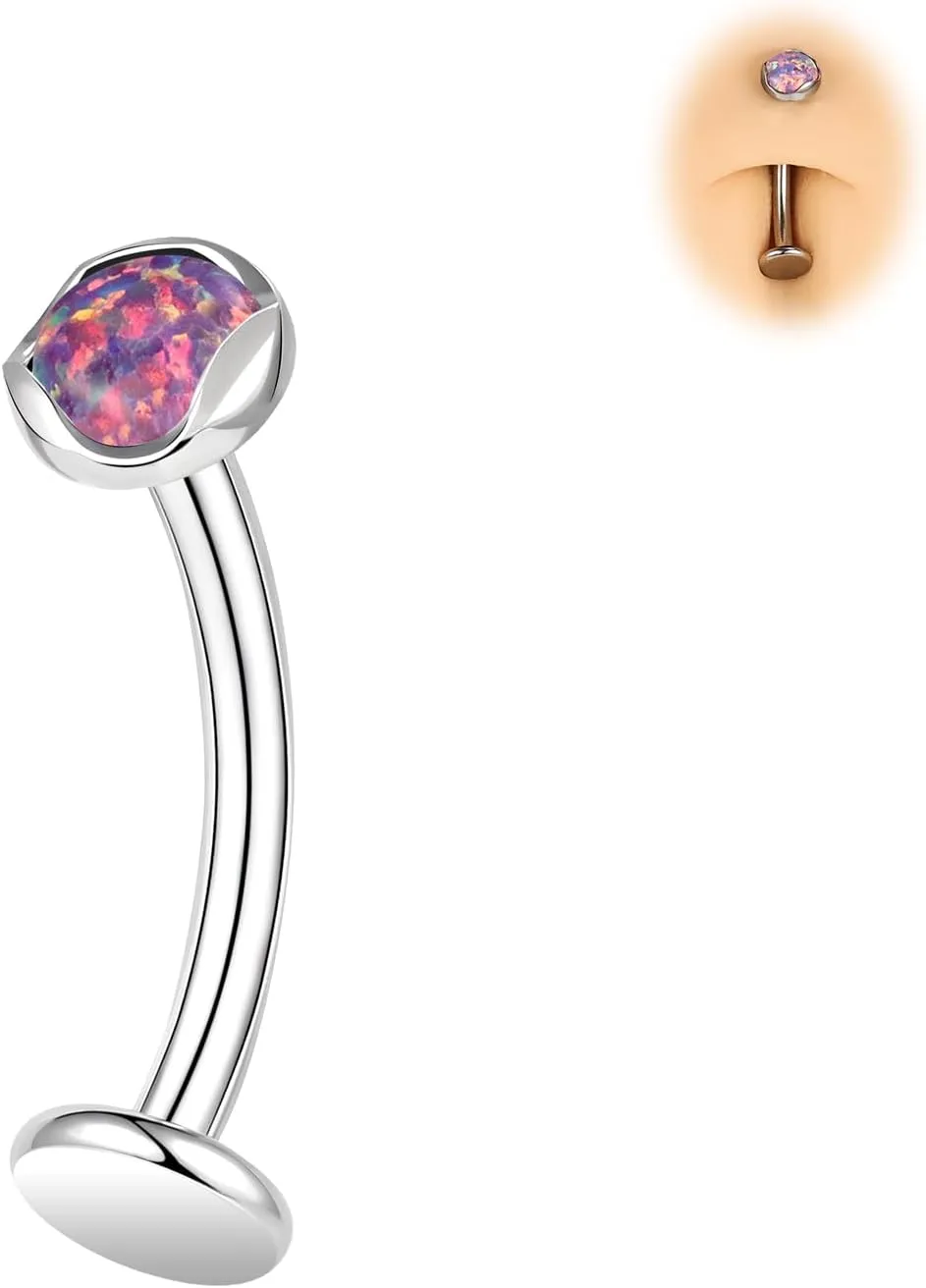 BodyAce ASTM F136 Titanium Belly Rings, 14G Internally Threaded Belly Button Long Barbells, 6/8/10/12/14mm Flat Back Belly Piercing Stud Navel Jewelry