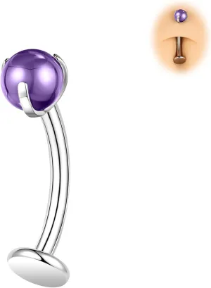 BodyAce ASTM F136 Titanium Belly Rings, 14G Internally Threaded Belly Button Long Barbells, 6/8/10/12/14mm Flat Back Belly Piercing Stud Navel Jewelry