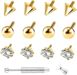 BodyBonita 12Pcs G23 Titanium Replacement Balls for Piercings - Piercing Ball Grabber Tool for Changing Jewelry Pick Up Grabber Tool Screw On Septum Balls Removal Style2