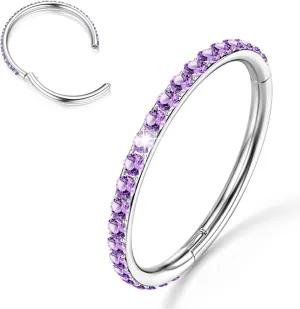 BodyBonita Clear CZ Nose Rings Hoop - 316L Surgical Steel Body Piercing Hoop Clicker 20G/18G/16G Earrings Jewelry Cartilage Helix Rook Tragus Conch Daith Ring 6/7/8/9/10/11/12mm - Gold/Silver/Black