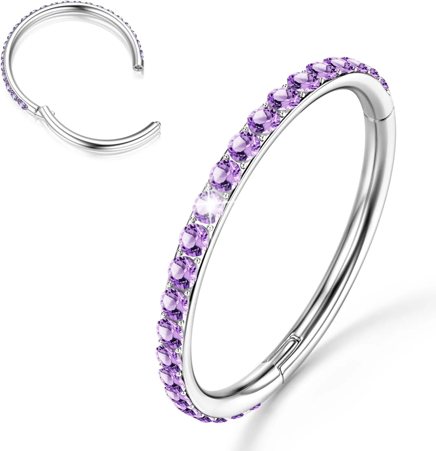 BodyBonita Clear CZ Nose Rings Hoop - 316L Surgical Steel Body Piercing Hoop Clicker 20G/18G/16G Earrings Jewelry Cartilage Helix Rook Tragus Conch Daith Ring 6/7/8/9/10/11/12mm - Gold/Silver/Black