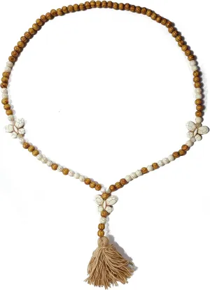 Bohemian Handmade Long Wooden Bead Sweater Chain Tassel Necklaces Vintage Ethnic Style Lightweight Natural Wood Beaded Star Butterfly Heart Peace Turquoise Pendant Necklace for Women Girls Jewelry