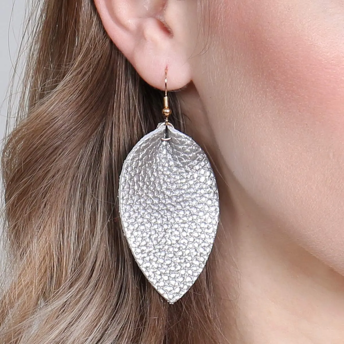 Bohemian Lightweight Genuine Real Leather Geometric Drop Statement Earrings - Petal Leaf Feather, Teardrop Dangles