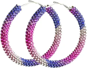 Bohemian Sparkle Resin Rhinestone Wrapped Big Hoop Dangle Earrings Circle Jewelry for Women