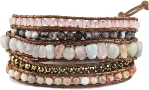 Boho Jewelry Bracelets for Women Men,Handmade Bohemian Natural Stone Beaded Leather Wrap Bracelets for Women Trendy,Healing Multilayer Western Beads Bracelet Jewelry Collection Gift