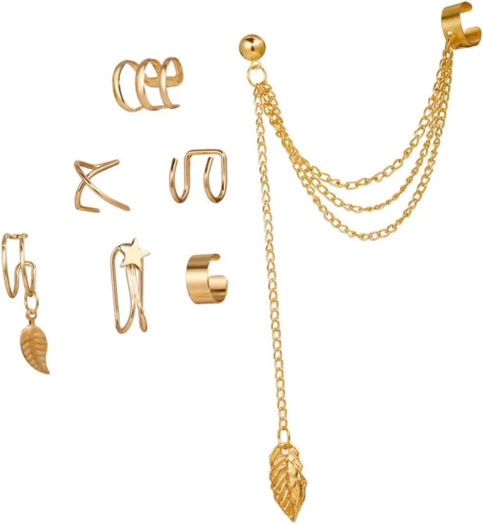 Boho Style Ear Clip Set 7pcs Non-piercing Alloy Ear Cuffs Earring for Women