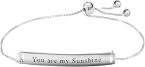 Bolo Adjustable Bracelet 925 Sterling Silver You Are My Sunshine Tag Statement Friendship for Women Jewelry Birthday Gifts for Women Birthday Gifts