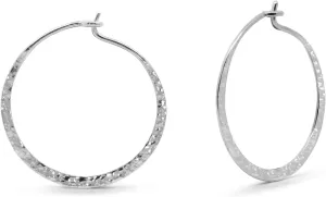 Boma Jewelry Sterling Silver Organic Hammered Textured Hoop Earrings, 1 Inch