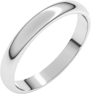 Bonyak Jewelry Platinum 3mm Half Round Band Delicate, Size 9