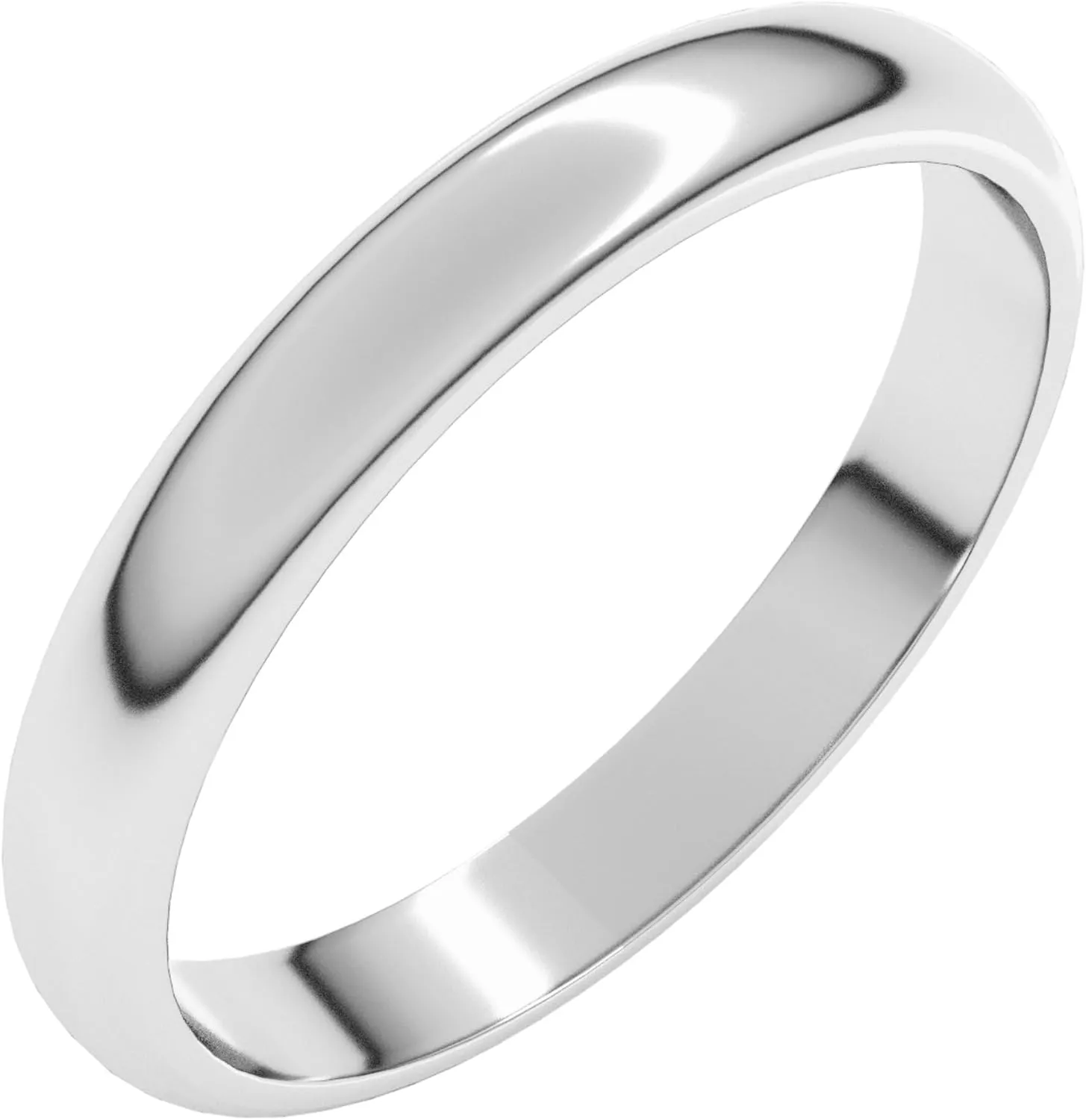 Bonyak Jewelry Platinum 3mm Half Round Band Delicate, Size 9