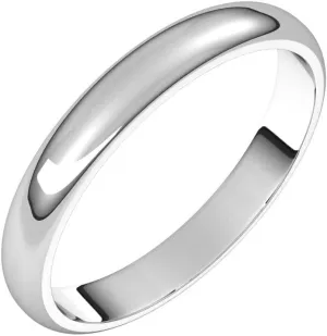 Bonyak Jewelry Platinum 3mm Half Round Band Unique, Size 4.5
