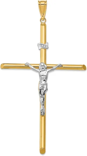 Bonyak Jewelry Two-Tone Polished Jesus Crucifix Pendant in 14K Yellow & White Gold Stylish
