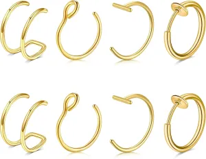 Briana Williams Fake Nose Ring Hoop Fake Nose Rings for Women Fake Lip Rings Fake Lip Piercing Clip on Nose Ring Spring Non Pierced Nose Lip Ear Rings Faux Body Piercig Jewelry for Women Men