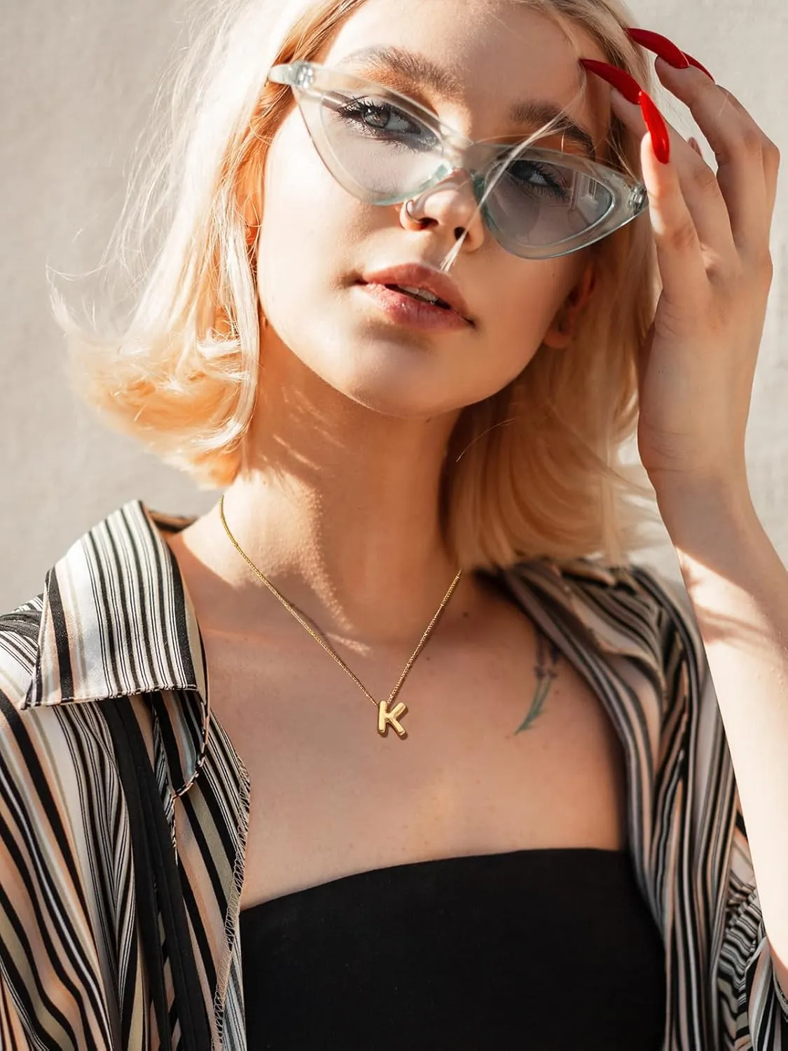 Bubble Initial Necklace Gold Plated Balloon Letter Pendant Trendy Alphabet A-Z Name Jewelry Women's Puff Initials Choker Necklaces Valentines Birthday Gift for Lover
