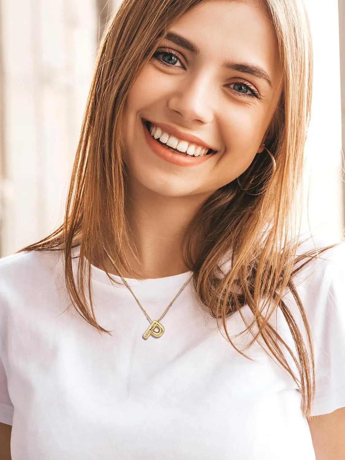 Bubble Initial Necklace Gold Plated Balloon Letter Pendant Trendy Alphabet A-Z Name Jewelry Women's Puff Initials Choker Necklaces Valentines Birthday Gift for Lover