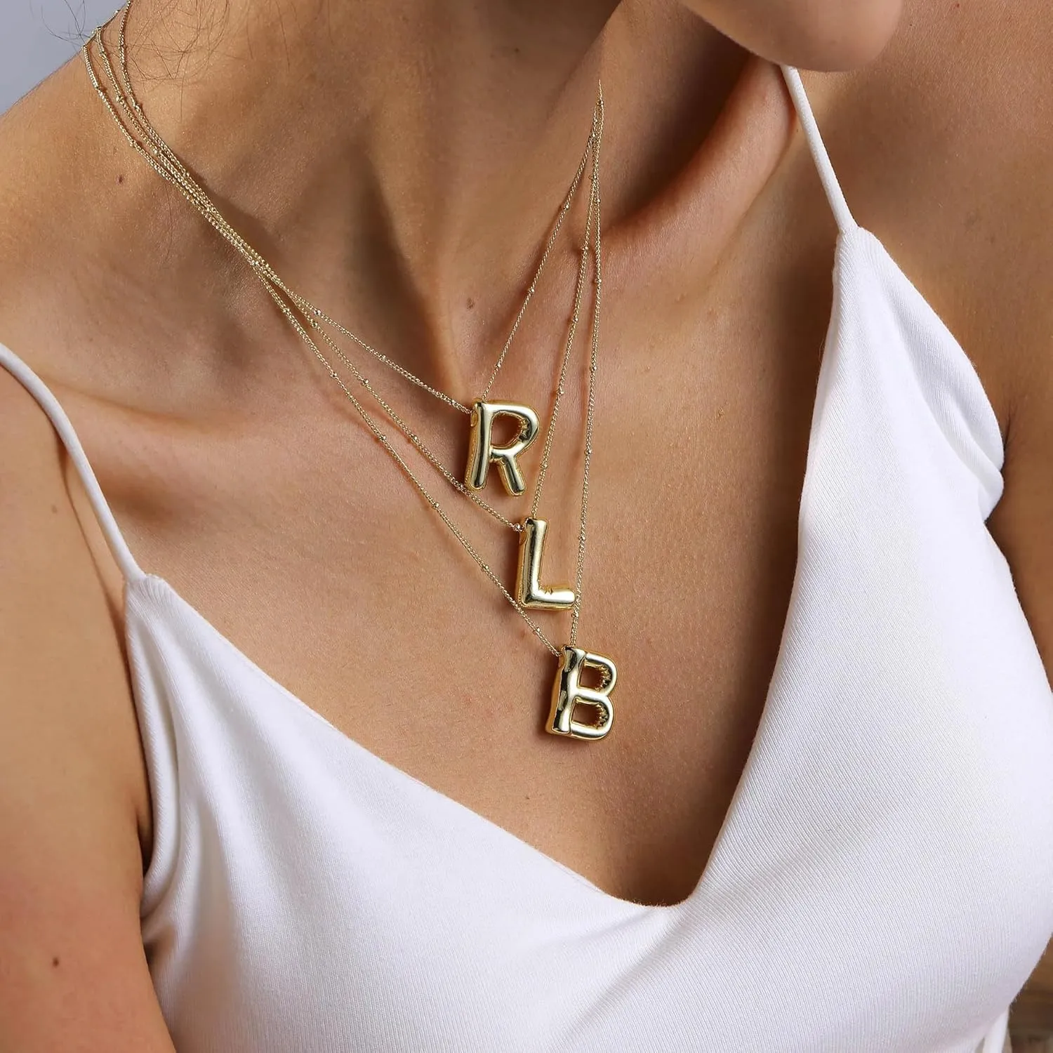 Bubble Letter Necklace - 14K Gold Sliver Plated Alphabet Pendant Necklace for Women, Trendy Balloon Initial Jewelry, Stylish Name Pendant for Her